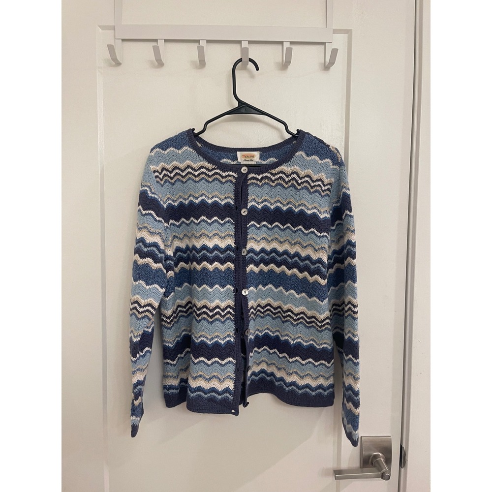 Vintage Line Blend Blue‎ Striped Cottagecore GrandmaCore Handknit cardigan